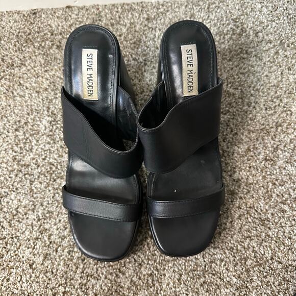 STEVE MADDEN Women's Vicky Chunky Block Heel Sandals Size 9.5M In Black - Picture 6 of 7